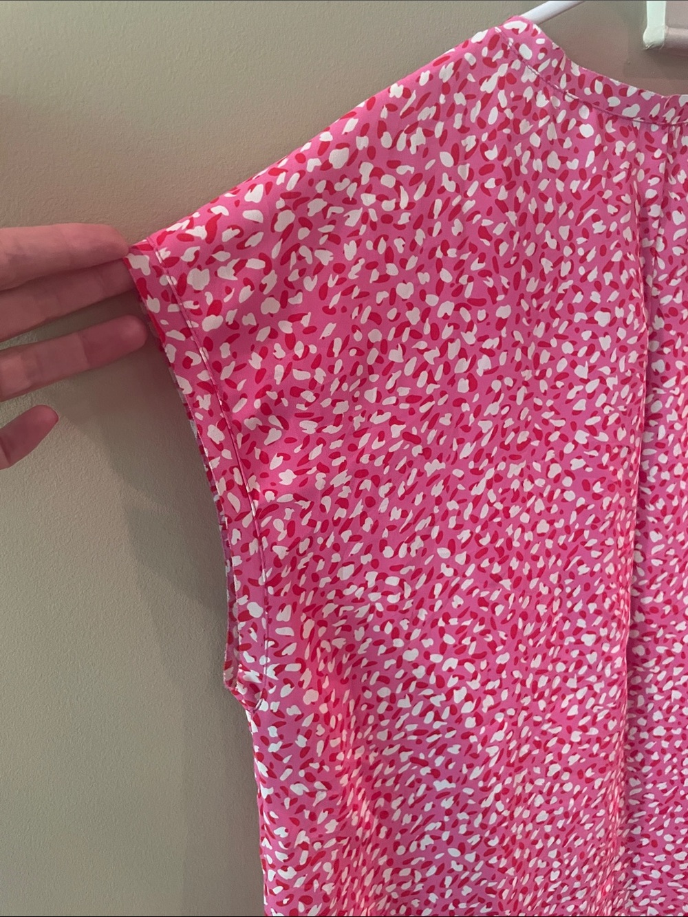 Pink Printed Cap Sleeve Blouse, Large - Picture 5 of 6